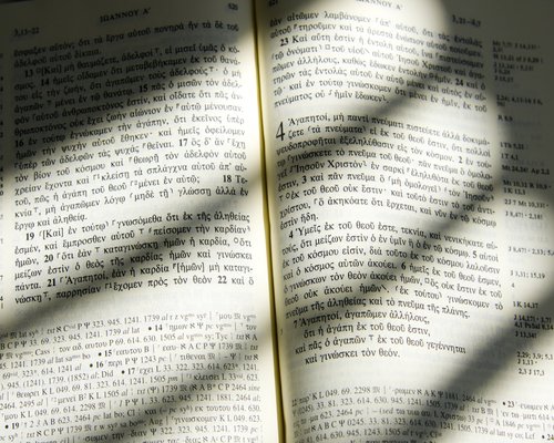 Close up of a book page with natural sunlight